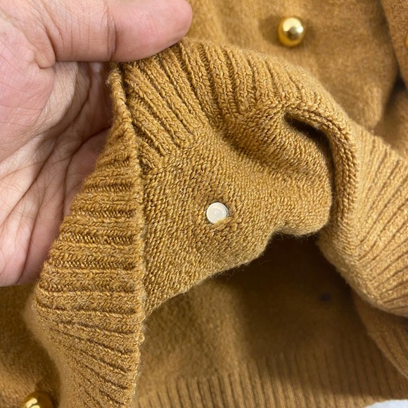 Alice + Olivia Sweater Medium Beige Tan Wool Gleeson Metal Ball Long Sleeve Crew - Picture 4 of 10